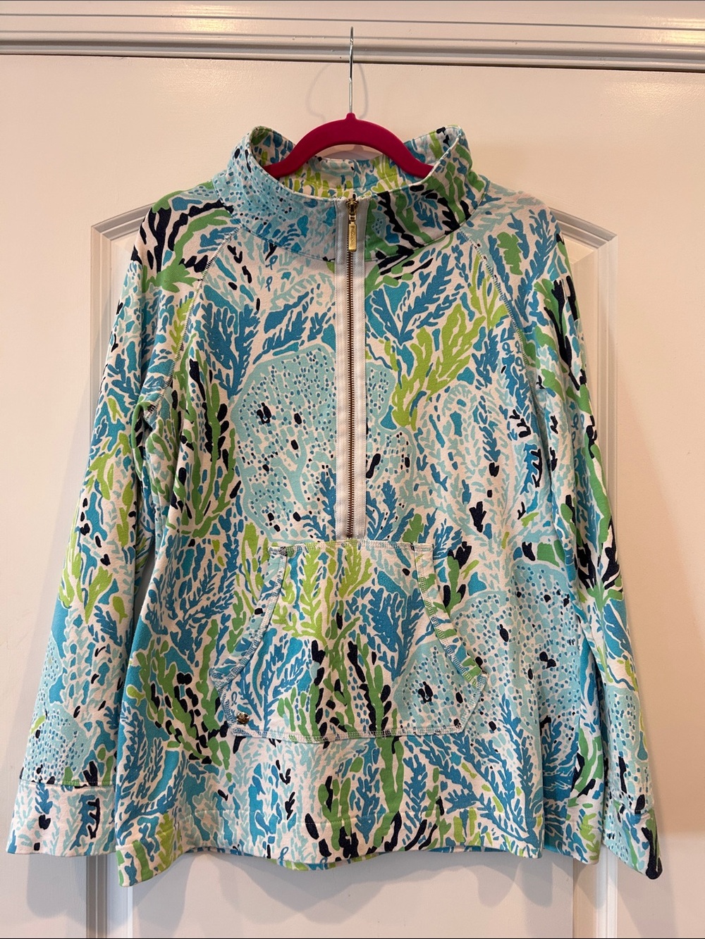 Lilly Pulitzer Quarter-Zip Pullover Jacket in Aqua Multi